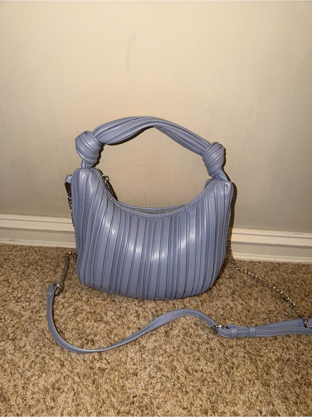 Urban expressions periwinkle blue pleated bag